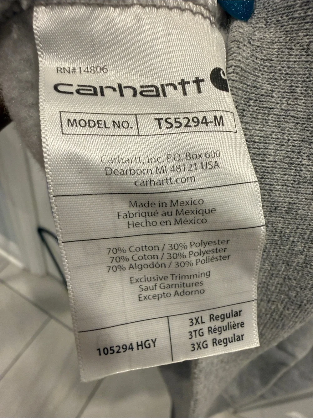 Carhartt Men’s Light Gray Half-Zip Sweatshirt with Embroidered Logo